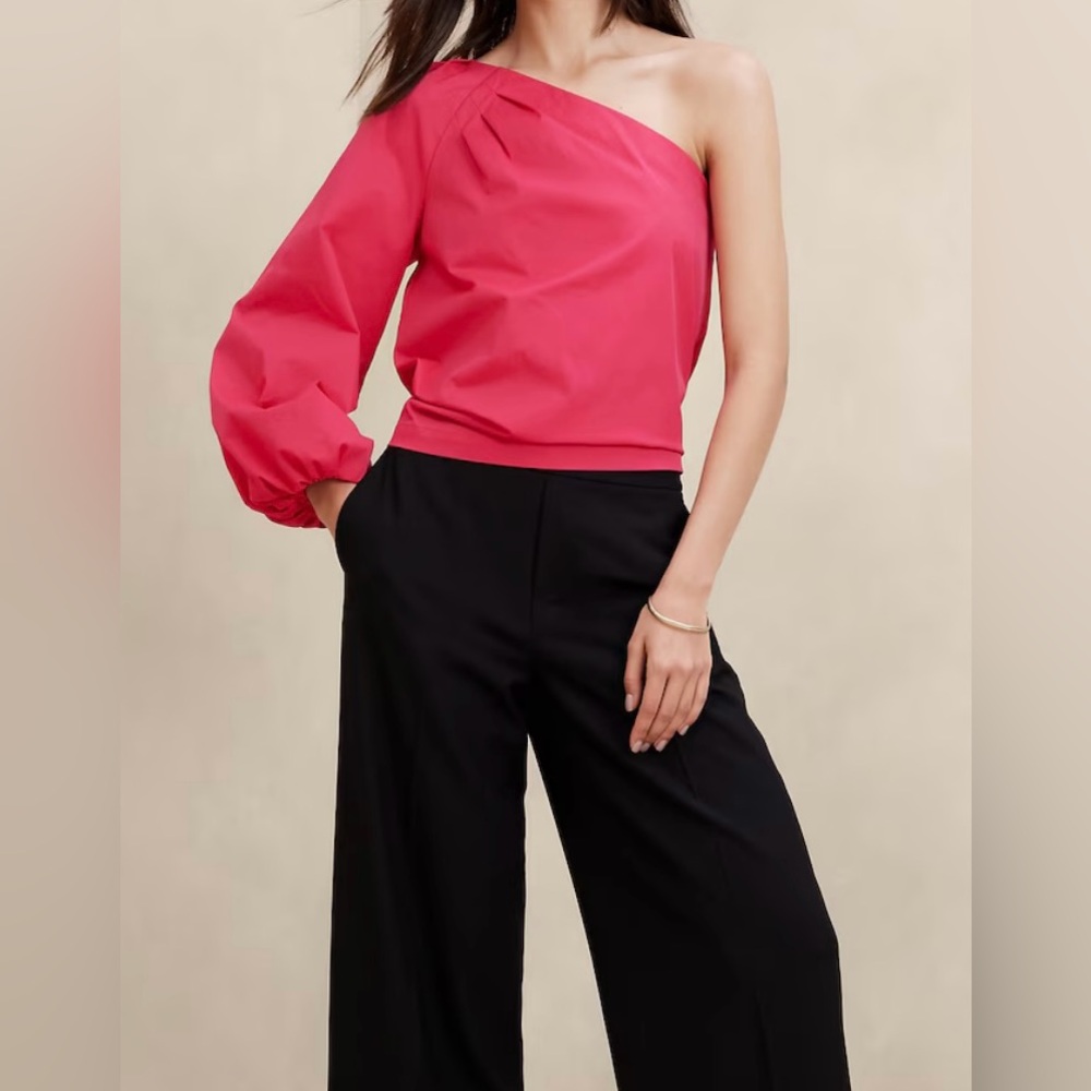 TAFFETA ONE-SHOULDER TOP - Size L